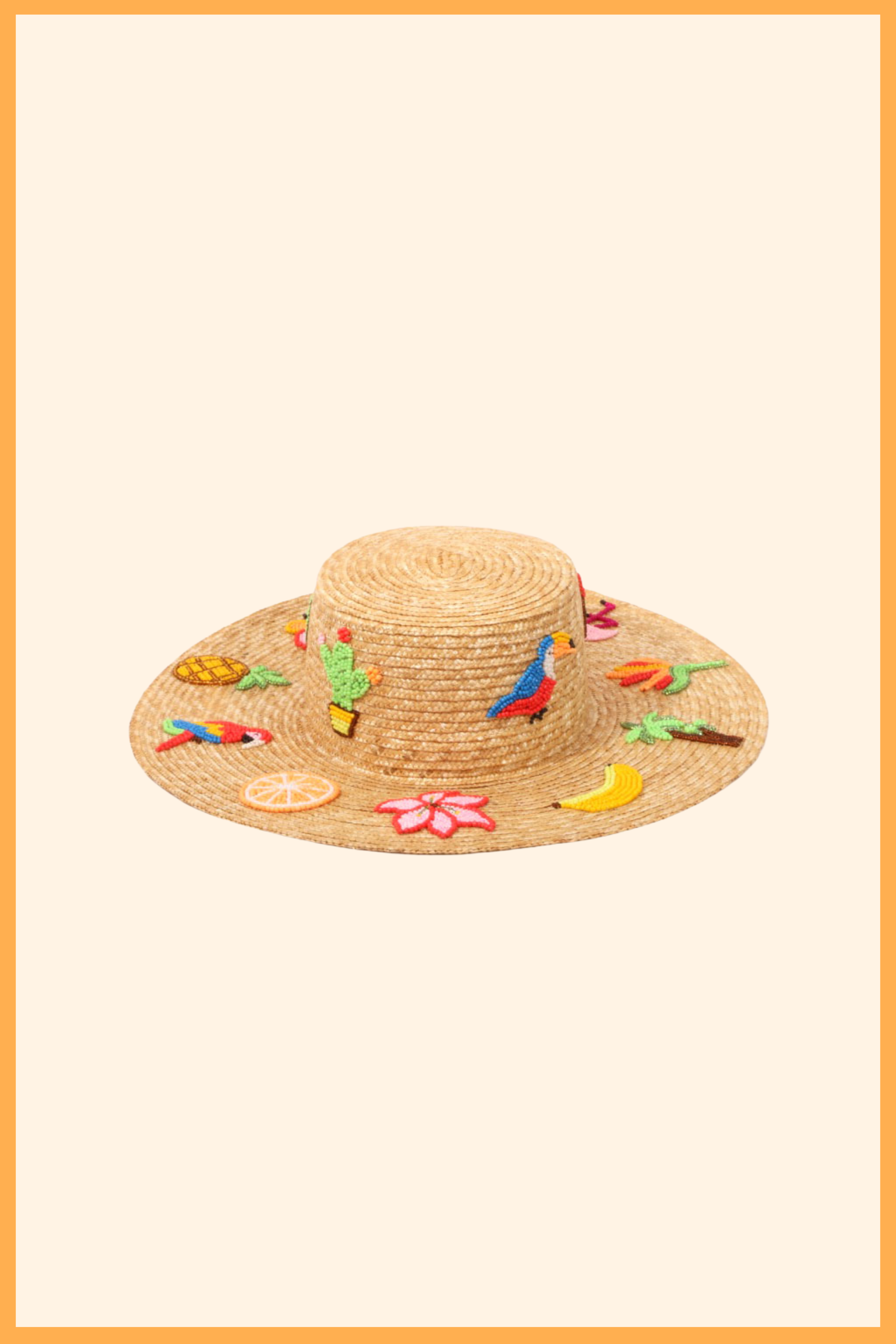 CUSTOM BOAT HAT WITH EMBROIDERED TROPICAL PATTERNS