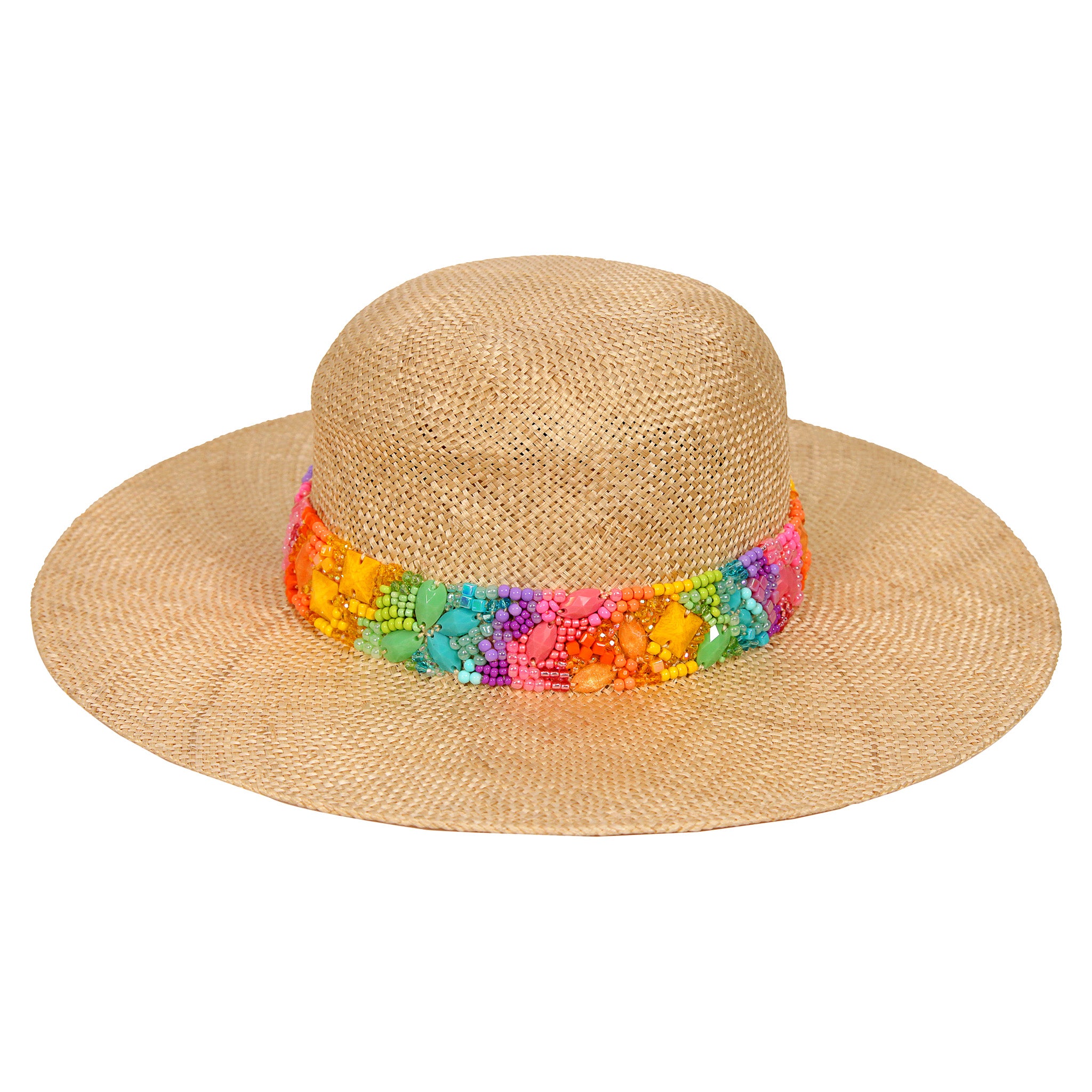 Straw Hat Dahlia Boater Hat Wide-brimmed Hat With Embroidered