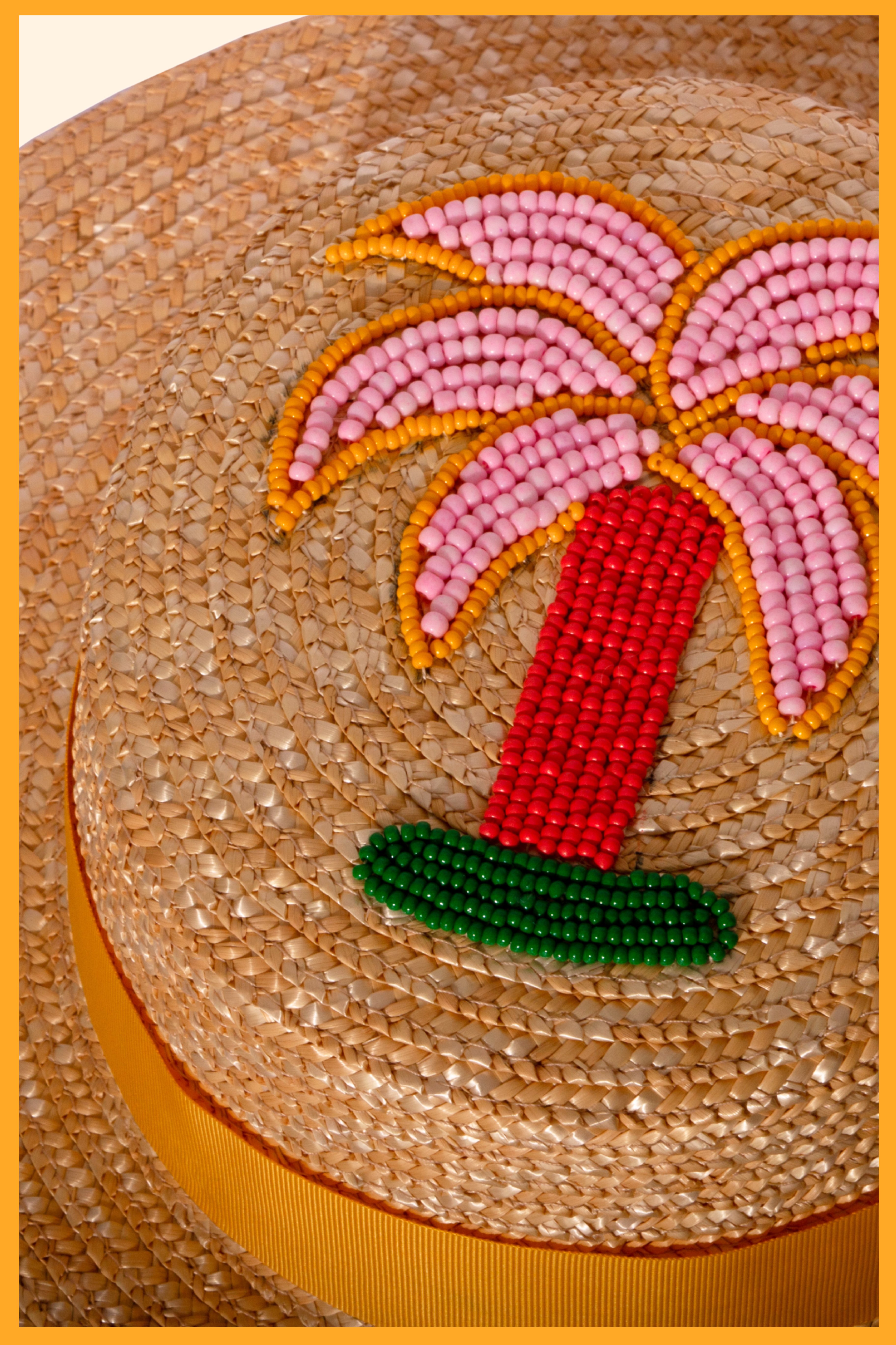 Chapeau de soleil en paille brodé - Palmie
