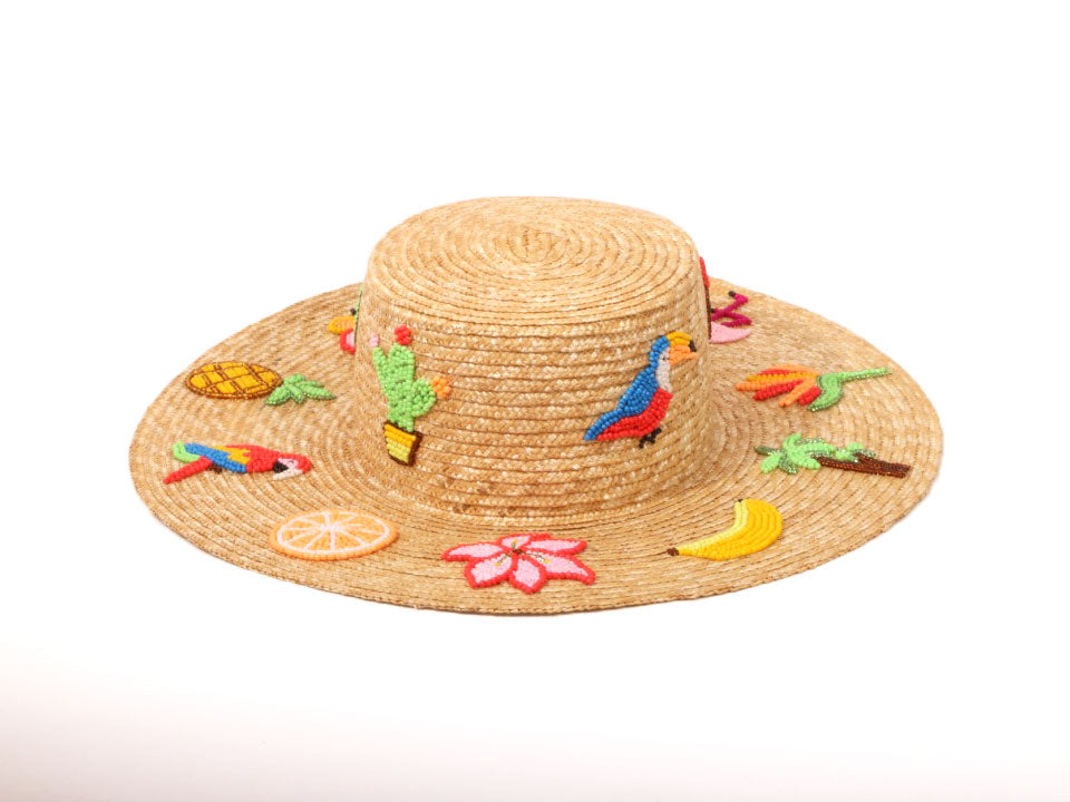 CANOTIER PERSONNALISÉ AVEC MOTIFS TROPICAUX BRODÉS