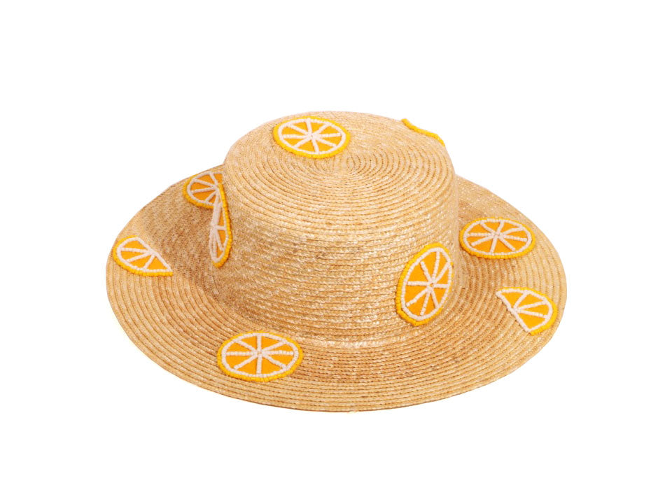 CANOTIER EN PAILLE 10 BRODERIES FRUITS - COCO