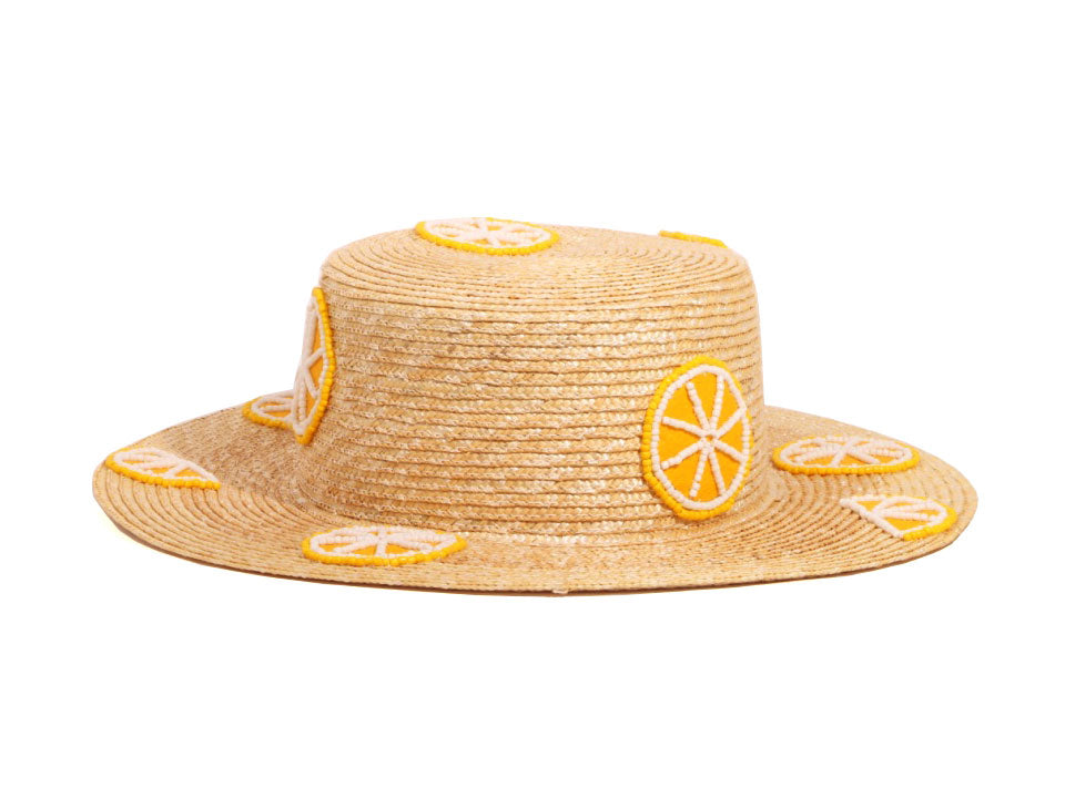 CANOTIER EN PAILLE 10 BRODERIES FRUITS - COCO