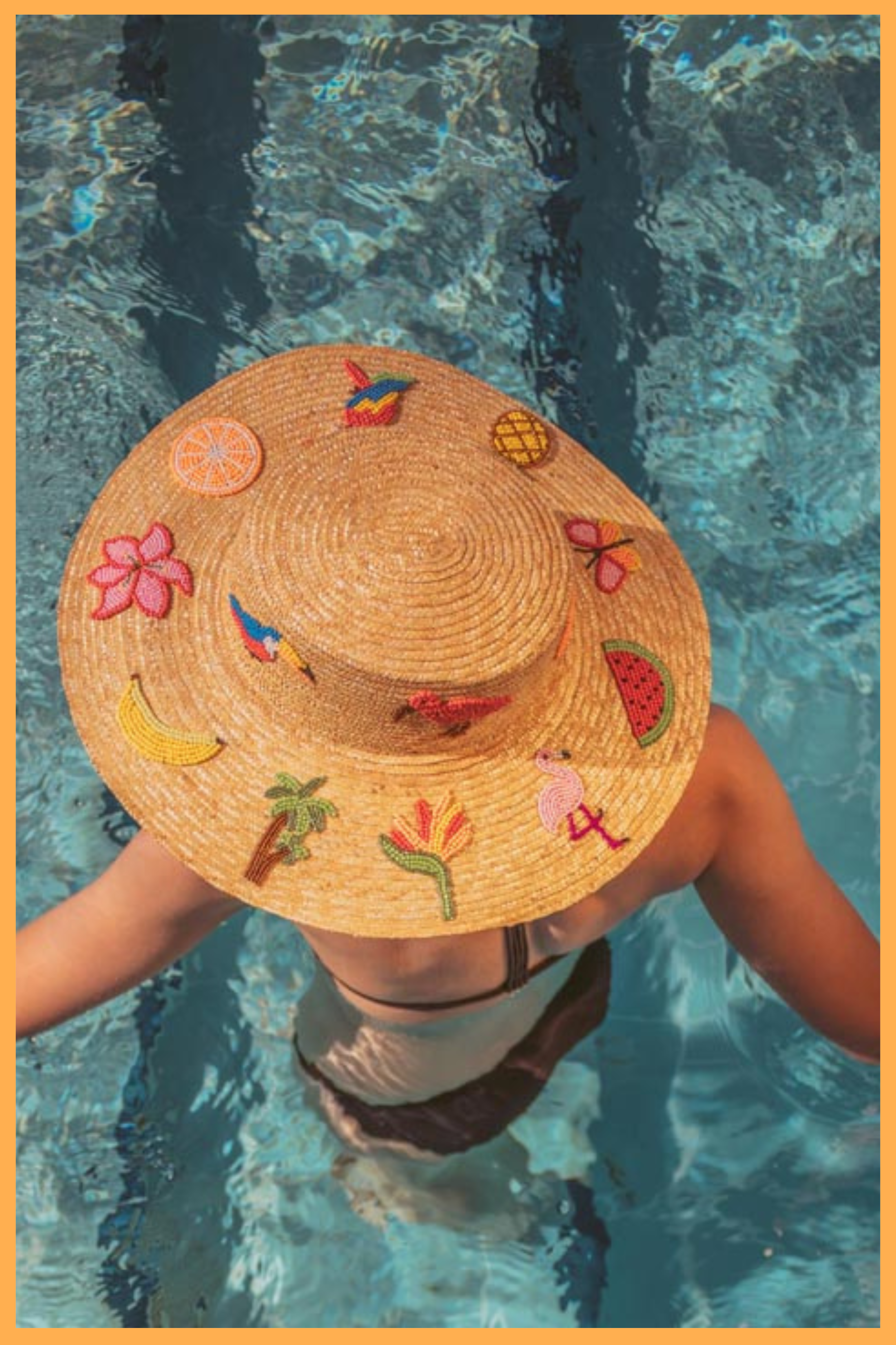 CUSTOM BOAT HAT WITH EMBROIDERED TROPICAL PATTERNS