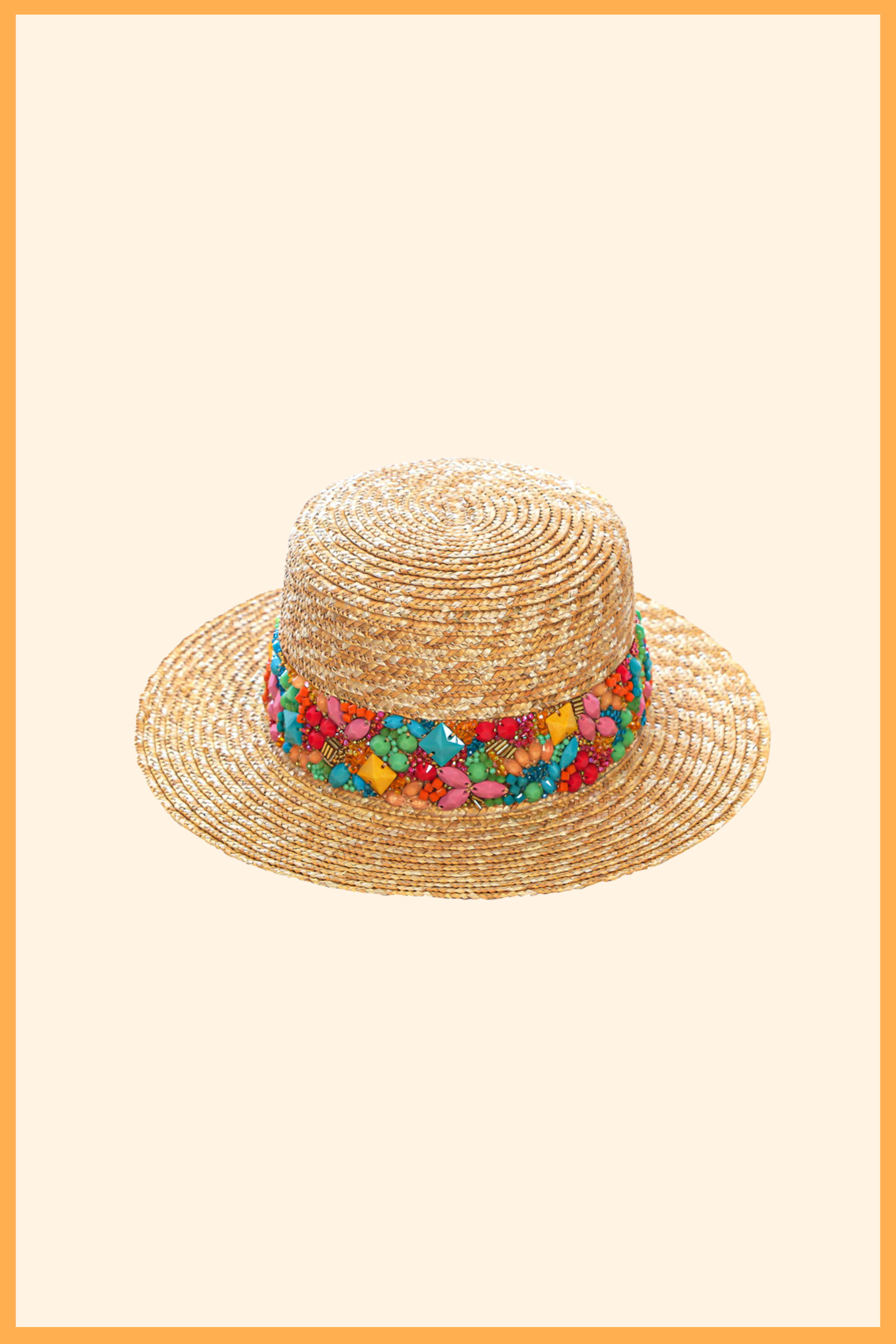 CANOTIER EN PAILLE LÉGÈRE AVEC RUBAN BRODÉ DE PERLES KAMEA
