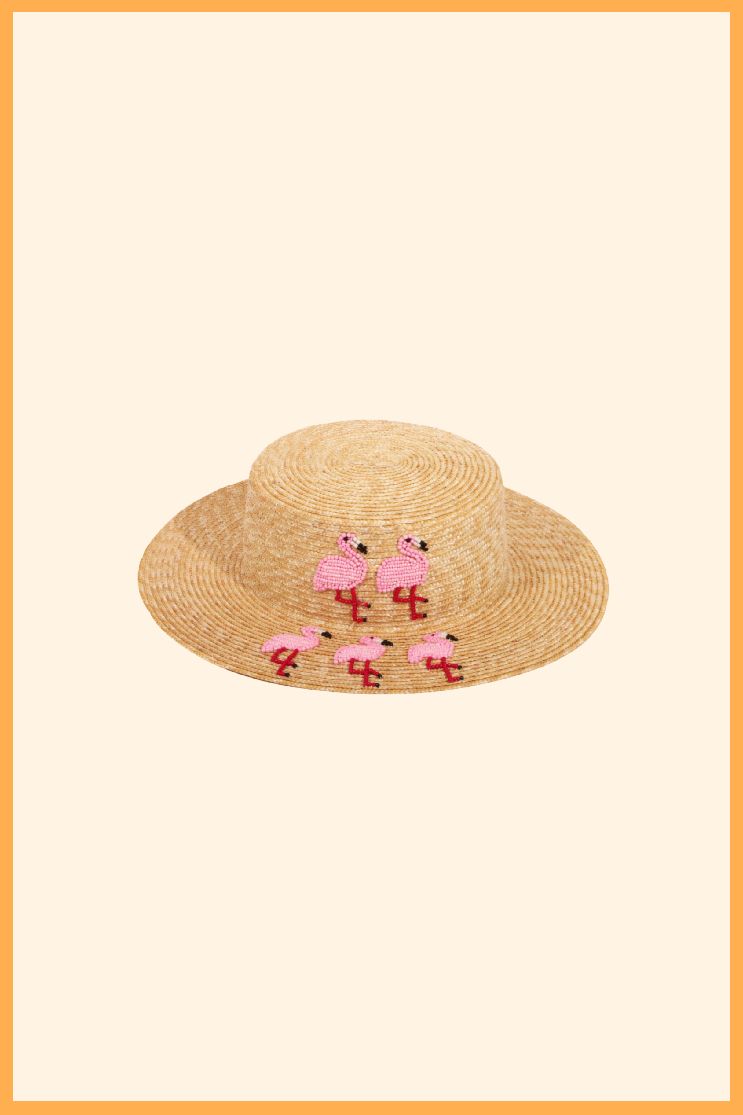 CANOTIER EN PAILLE BRODÉ PERSONNALISÉ FLAMANTS ROSES - MIMI