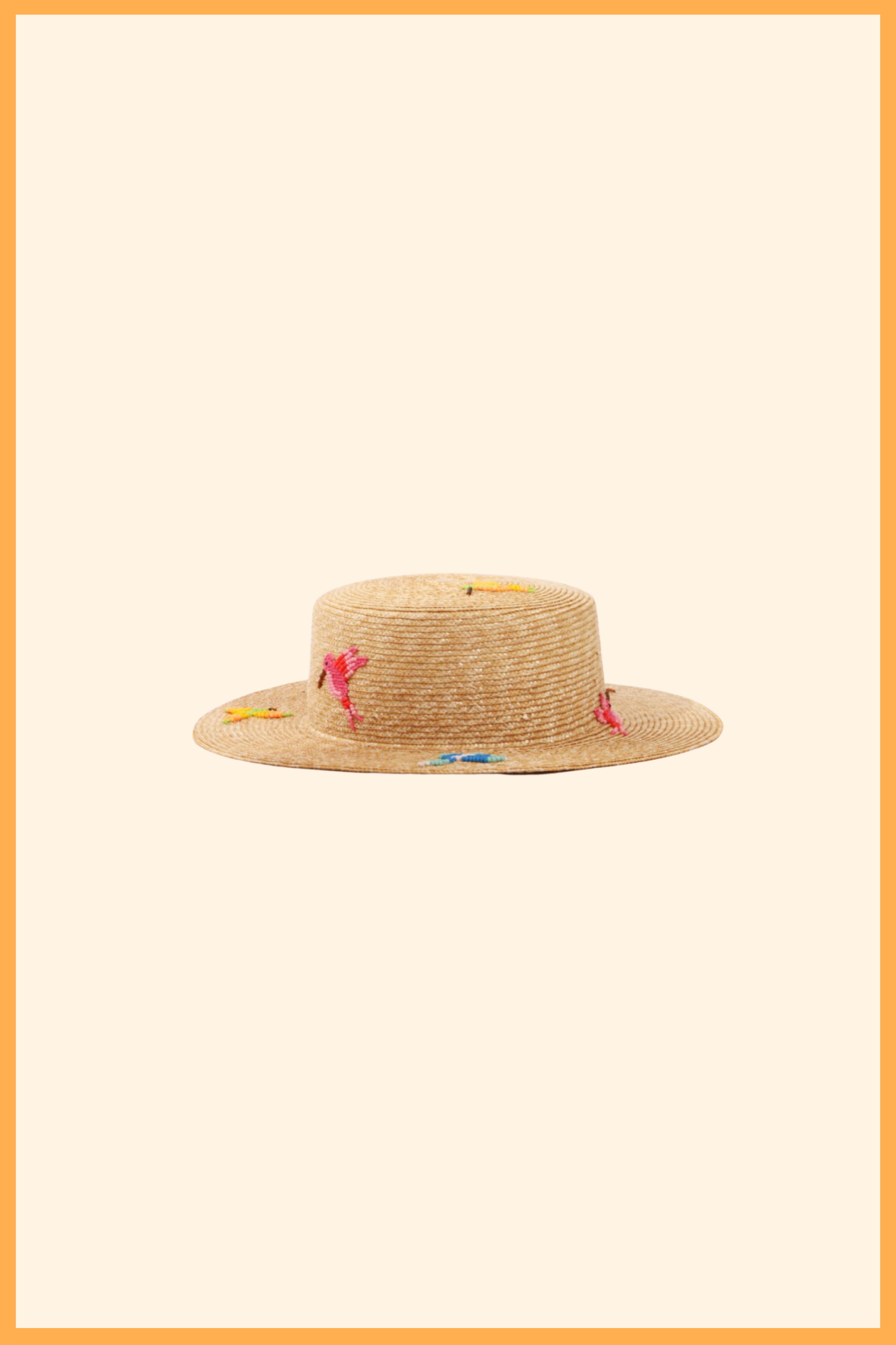 CANOTIER EN PAILLE BRODÉ OISEAUX TROPICAUX - CHICA