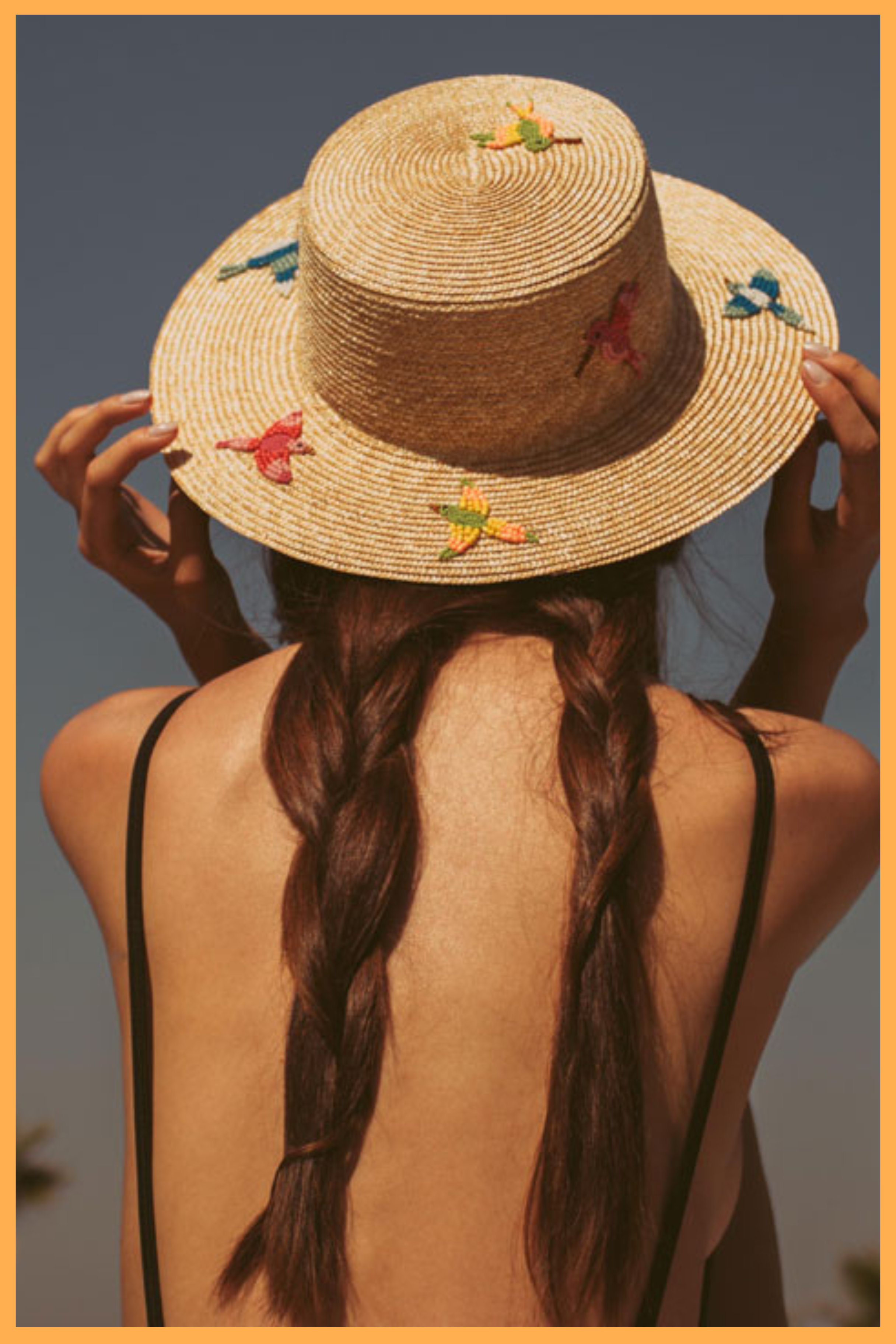 CANOTIER EN PAILLE BRODÉ OISEAUX TROPICAUX - CHICA