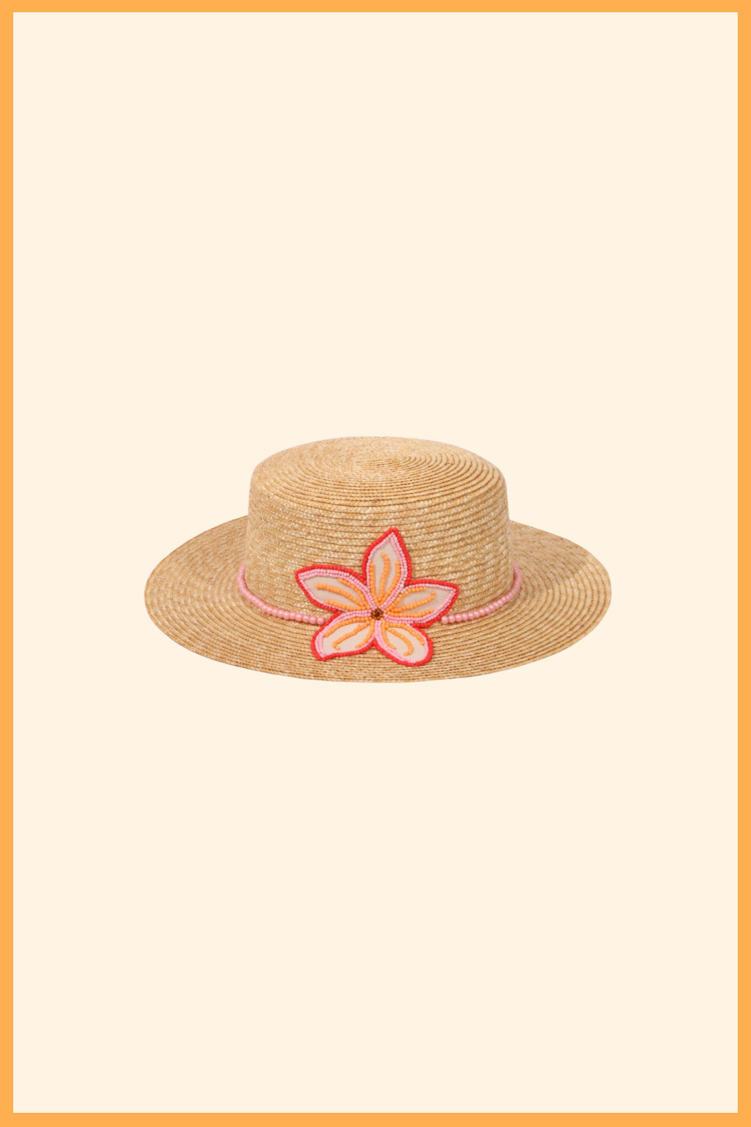 CANOTIER EN PAILLE BRODÉ FLEURS TROPICALES - FLOWER POWER