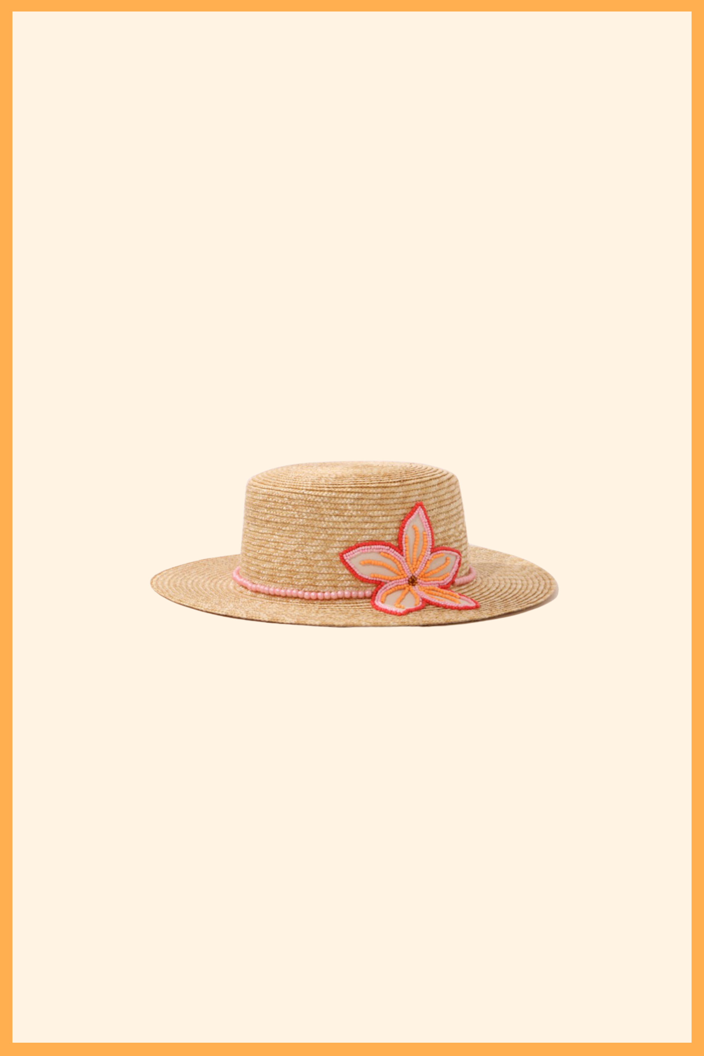 CANOTIER EN PAILLE BRODÉ FLEURS TROPICALES - FLOWER POWER