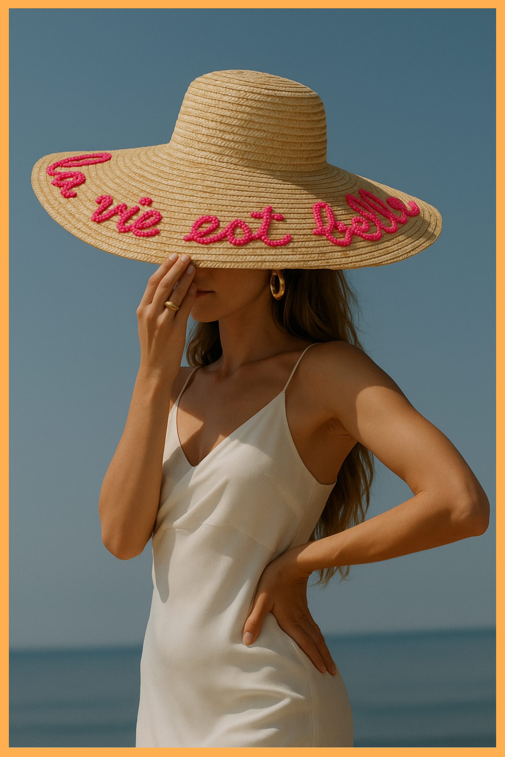 CHAPEAU À BORD LARGE PERSONNALISÉ - MARINE ROSE